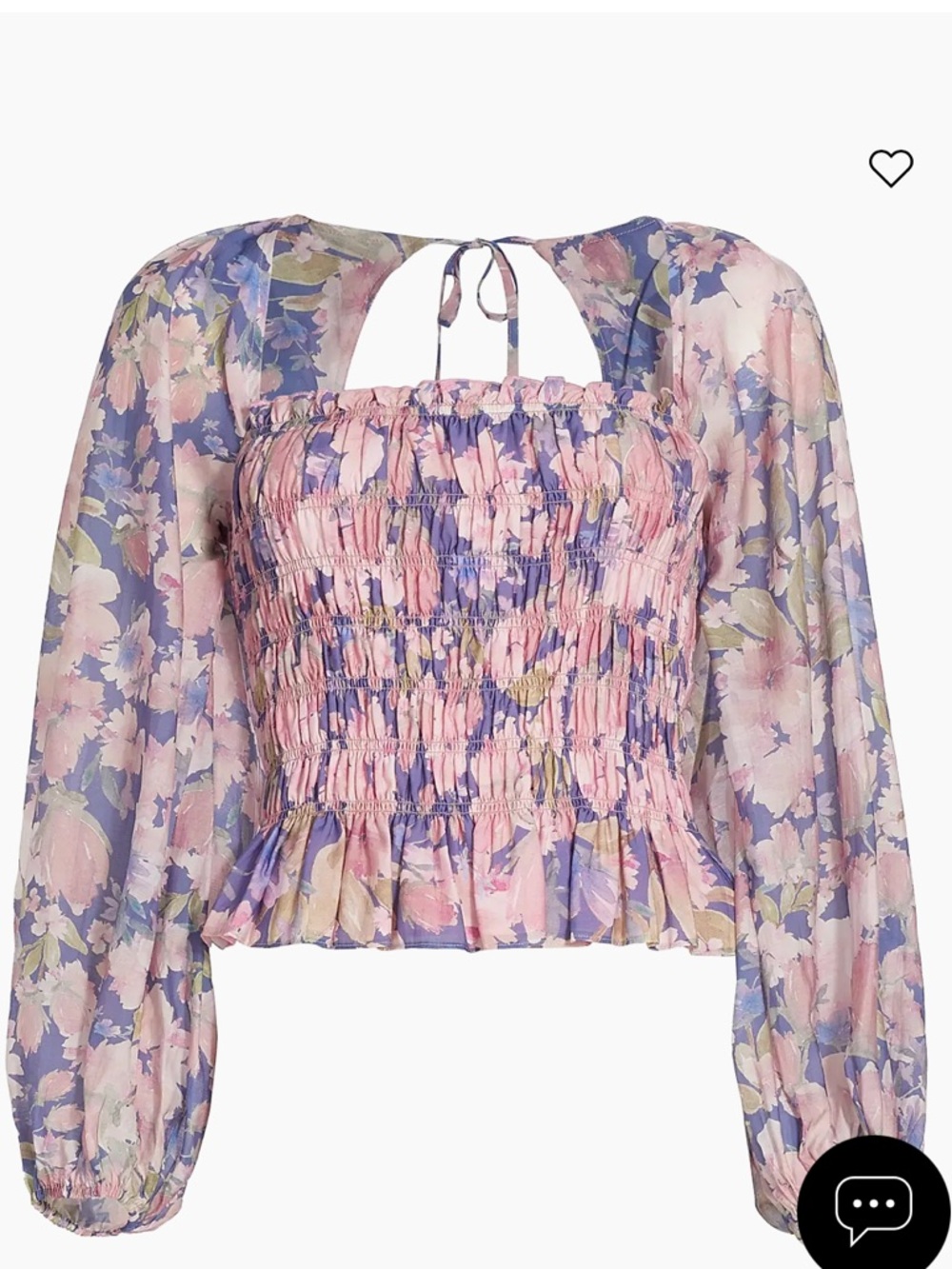 ASTR The Label Nicolette Top Purple Pink Floral Smocked Blouse SZ M